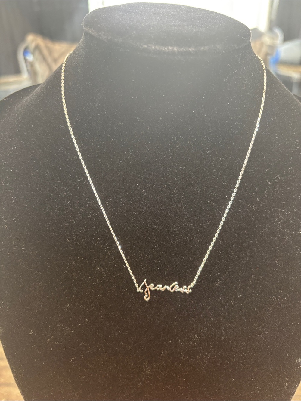 Silver 'Fearless' Script Necklace — Delicate Women's Inspiration Jewelry